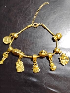 Gold Tone Charm Bracelet for Women Chinese Good Luck Charms Fashion Jewelry